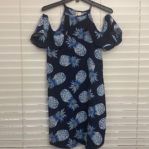 Japna navy pineapple dress with drop sleeve size medium
